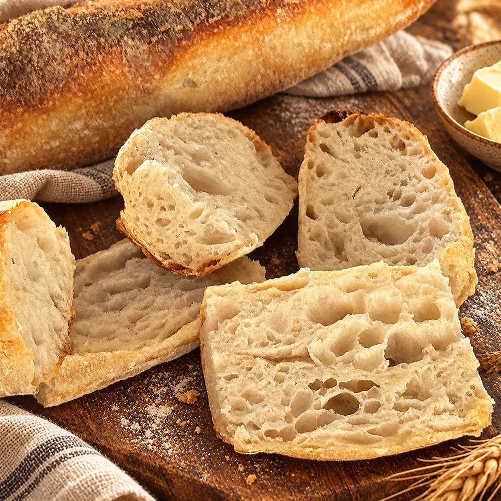 Frisch gebackenes Baguette mit langer kalter Teigführung