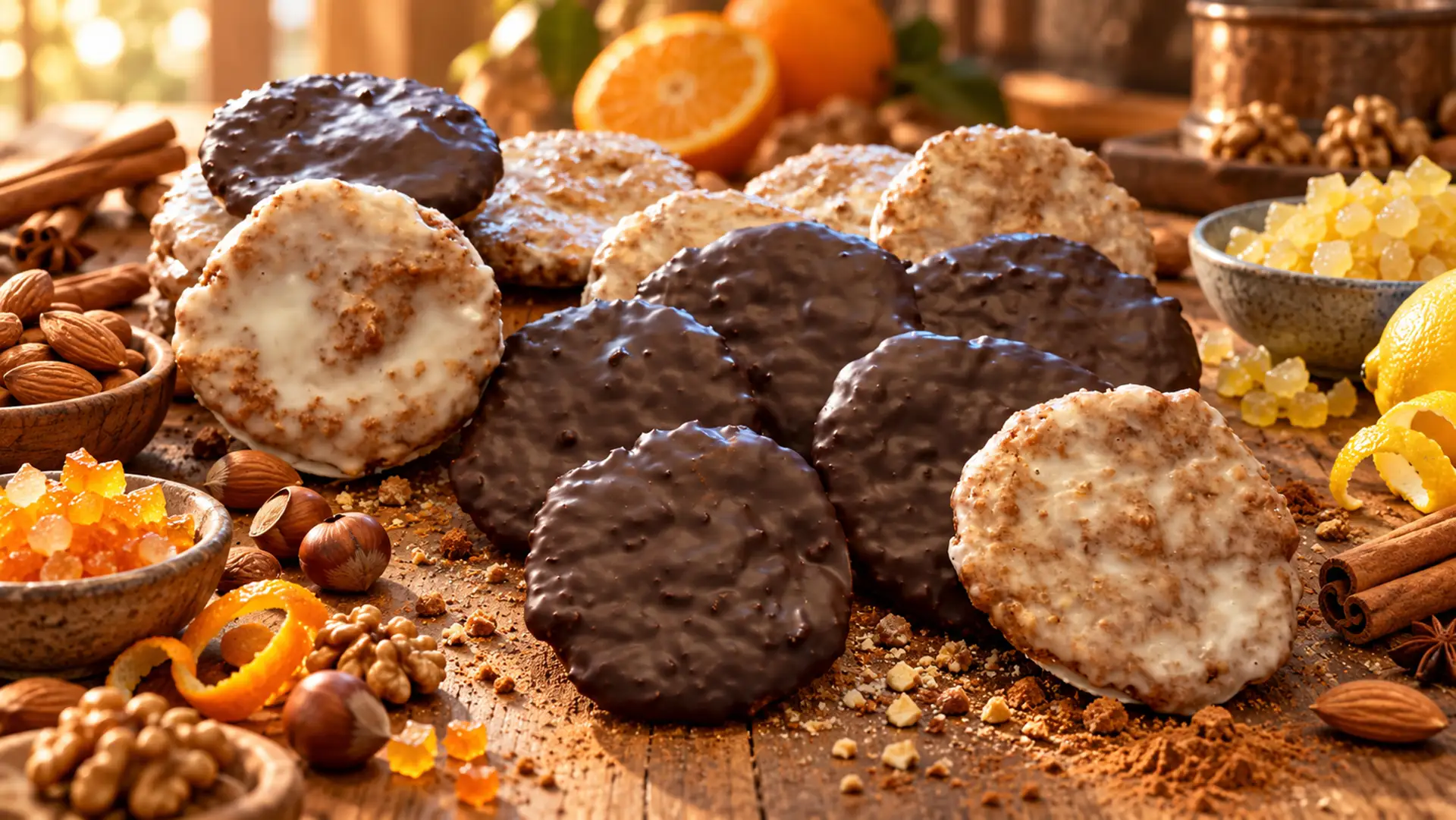 Weiche Lebkuchen mit hellem und dunklem Guss
