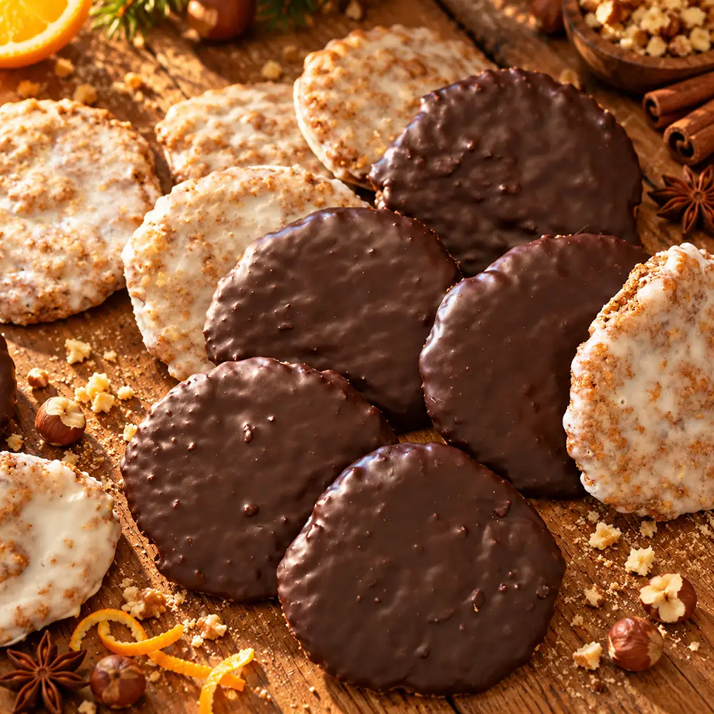 Weiche Lebkuchen mit hellem und dunklem Guss