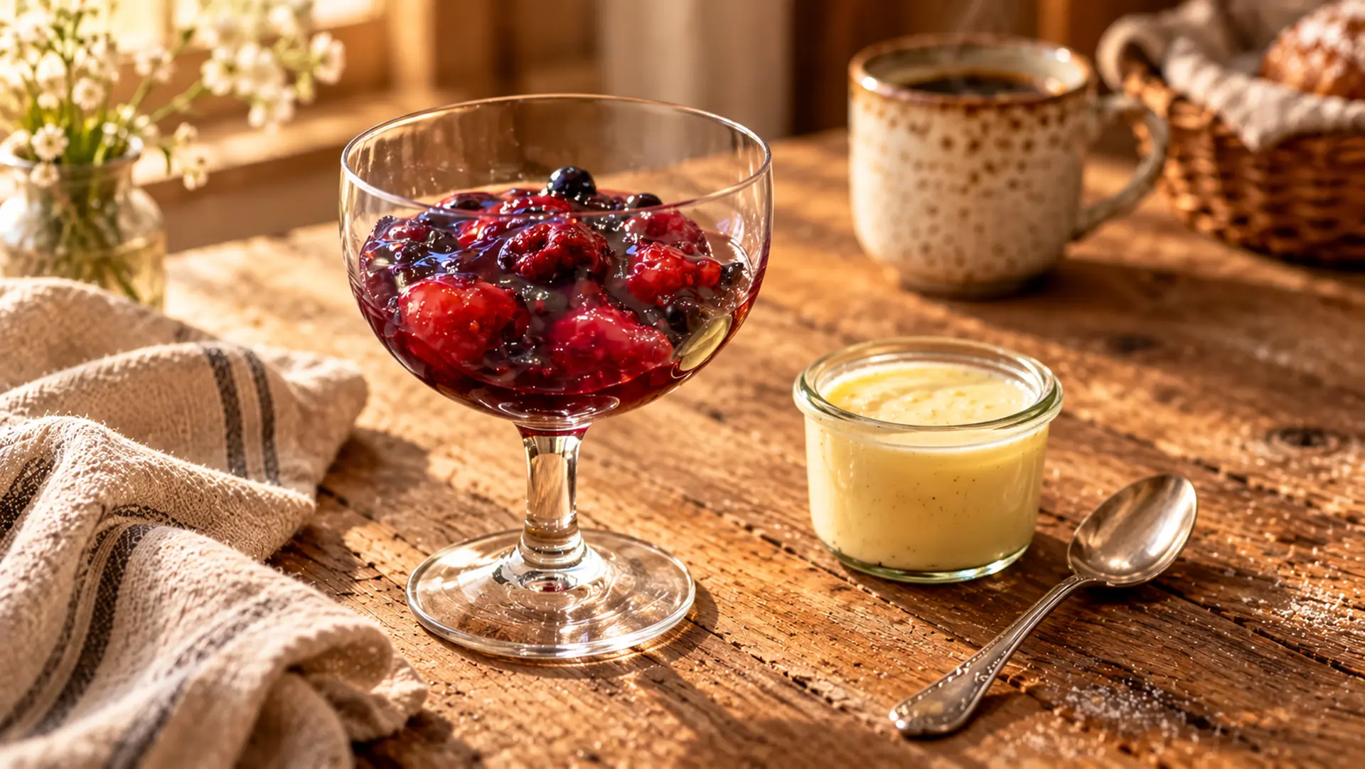 Rote Grütze mit Vanillesauce